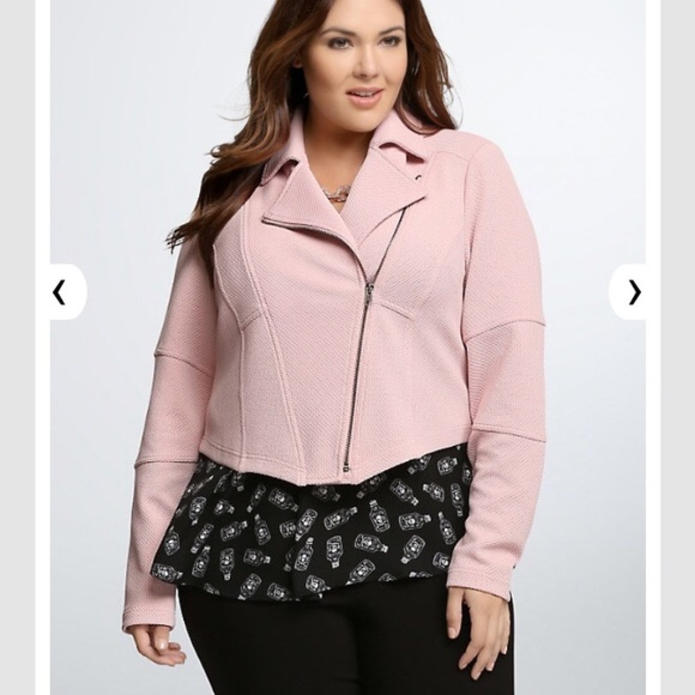 Pink textured Moto Jacket